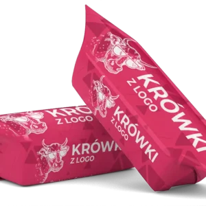 Słodycze reklamowe krówki ciągutki z logo lub innym indywidualnym nadrukiem upominki reklamowe tania Drukarnia Częstochowa
