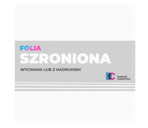 Folia szroniona zwana mleczną lub mrożoną do wyklejeń szyb witryn dekoracyjna z zadrukiem tania Drukarnia Częstochowa