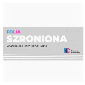Folia szroniona zwana mleczną lub mrożoną do wyklejeń szyb witryn dekoracyjna z zadrukiem tania Drukarnia Częstochowa