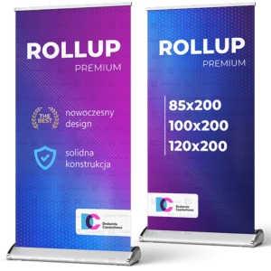 Rollup Premium stojak reklamowy ekskluzywny aluminiowa kaseta druk tania Drukarnia Częstochowa