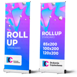 Rollup Standard prezenter aluminiowy z reklamą firmy druk tania Drukarnia Częstochowa