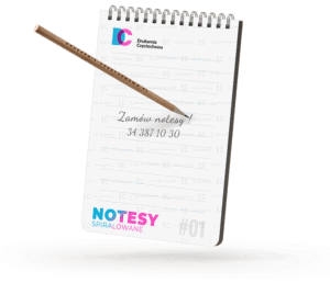 Notesy spiralowane z logo firmy grafiką hasłem reklamowym druk notesów tania Drukarnia Częstochowa