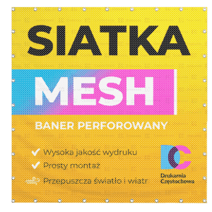 Siatka mesh baner perforowany nadruk firmowy tania Drukarnia Częstochowa