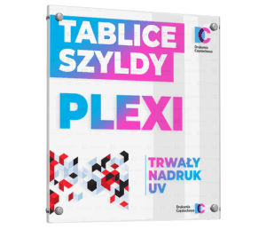 Bezbarwana płyta plexi gr. 2mm lub 5mm druk UV jednostronny z białym poddrukiem lub bez poddruku transparentna frezowanie do dowolnego kształtu Drukarnia Częstochowa