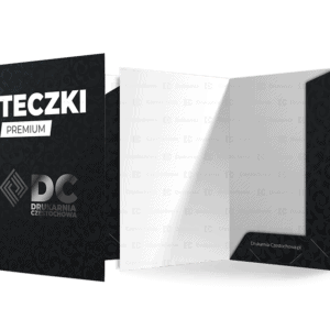 Teczki firmowe z logo ofertowe na dokumenty wcięcie na wizytówkę, uszlachetniane folią błysk, folią mat, folią soft touch wyróżnienie elementów projektu lakierem wybiórczym UV druk teczek tania Drukarnia Częstochowa