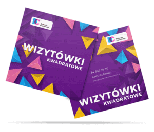 Wizytówki kwadratowe zrealizowane przez Drukarnia Częstochowa.