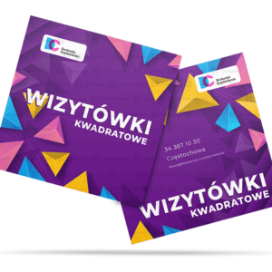 Wizytówki kwadratowe zrealizowane przez Drukarnia Częstochowa.