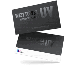 Wizytówki firmowe osobiste służbowe z błyszczącycm lakierem wybiórczym UV na tle matowej powierzchni ekskluzywne prestiżowe druk wizytówek klasy Premium tania Drukarnia Częstochowa