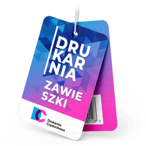 Wizytówki metki z dziurką odzieżowe zawieszki prostokątne kwadratowe druk metek zawieszek tania Drukarnia Częstochowa