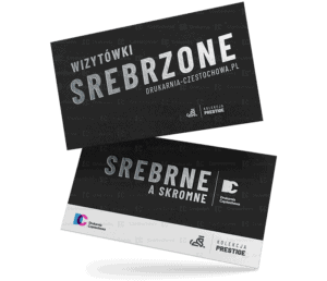 Wizytówki srebrzone lakierem wyczuwalne pod palcami srebrzenie ekskluzywne prestiżowe dostosowane do wysokich wymagań druk wizytówek srebrzonych tania Drukarnia Częstochowa