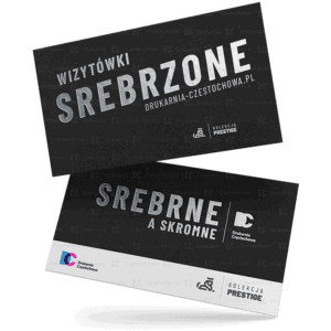 Wizytówki srebrzone lakierem wyczuwalne pod palcami srebrzenie ekskluzywne prestiżowe dostosowane do wysokich wymagań druk wizytówek srebrzonych tania Drukarnia Częstochowa