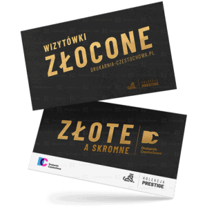Wizytówki złocone lakierem wyczuwalne pod palcami złocenie ekskluzywne prestiżowe dostosowane do wysokich wymagań druk wizytówek złoconych tania Drukarnia Częstochowa