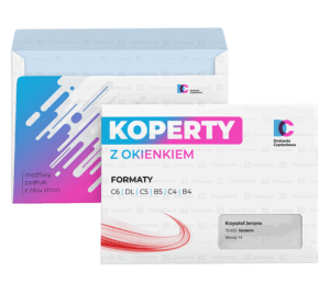 Koperty firmowe biurowe z okienkiem C6, C5, C4, DL oraz bez okienka C6, C5, C4, DL, B5, B4 samoklejące z paskiem Drukarnia Częstochowa
