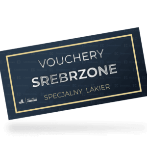 Vouchery srebrzone z specjalnym lakierem 3D srebrne. Wykonane przez Drukarnia Częstochowa